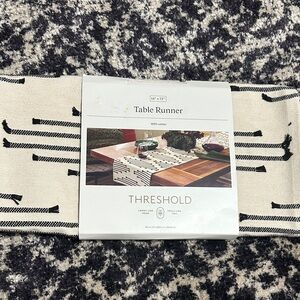 Threshold Black and Cream Cotton Table Runner